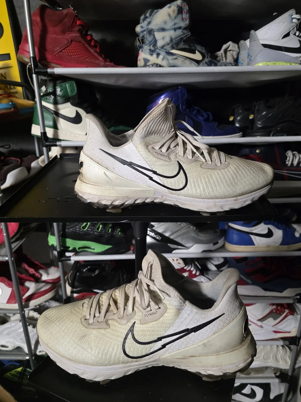 🔥 Nike Air Zoom Infinity Tour Golf Shoes Running Size 12 Beige Black Swoosh